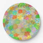 Aster & Cone Blume & tropische Blätter Aquarell Pappteller (Vorderseite)