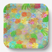 Aster & Cone Blume & tropische Blätter Aquarell Pappteller (Vorderseite)