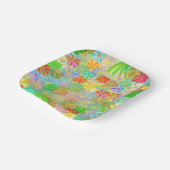 Aster & Cone Blume & tropische Blätter Aquarell Pappteller (Gewinkelt)