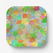 Aster & Cone Blume & tropische Blätter Aquarell Pappteller (Vorderseite)