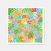 Aster & Cone Blume & tropische Blätter Aquarell Serviette (Vorderseite)