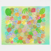 ASTER & CONE BLUME & TROPISCHE BLÄTTER WASSERFARBE FLEECEDECKE (Vorderseite (Horizontal))