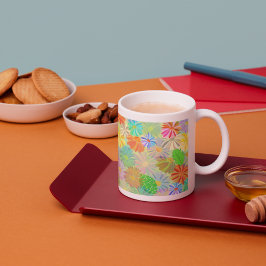 ASTER & CONE BLUME & TROPISCHE BLÄTTER WASSERFARBE Jumbo-Tasse