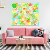 ASTER & CONE BLUME & TROPISCHE BLÄTTER WASSERFARBE LEINWANDDRUCK (Insitu (Wohnzimmer))