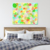 ASTER & CONE BLUME & TROPISCHE BLÄTTER WASSERFARBE LEINWANDDRUCK (Insitu (Schlafzimmer))