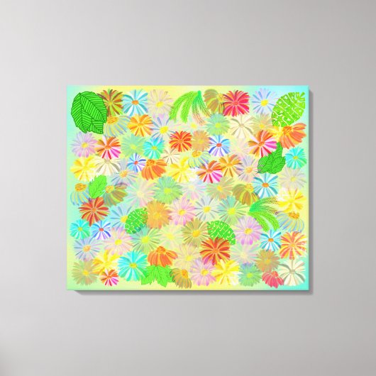 ASTER & CONE BLUME & TROPISCHE BLÄTTER WASSERFARBE LEINWANDDRUCK (Vorderseite)