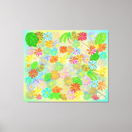 ASTER & CONE BLUME & TROPISCHE BLÄTTER WASSERFARBE LEINWANDDRUCK