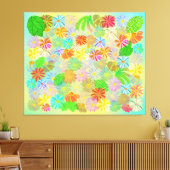 ASTER & CONE BLUME & TROPISCHE BLÄTTER WASSERFARBE LEINWANDDRUCK (Insitu (Wohnzimmer))