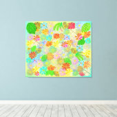 ASTER & CONE BLUME & TROPISCHE BLÄTTER WASSERFARBE LEINWANDDRUCK (Insitu (Holzboden))