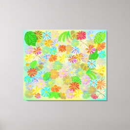 ASTER & CONE BLUME & TROPISCHE BLÄTTER WASSERFARBE LEINWANDDRUCK