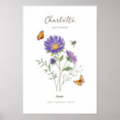 Aster-Geburtsmonats-Blumenposter Poster (Vorne)