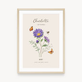 Aster-Geburtsmonats-Blumenposter Poster