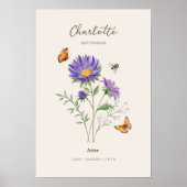 Aster-Geburtsmonats-Blumenposter Poster (Vorne)