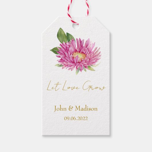 Aster | Lass Liebe Hochzeitssamen wachsen  Geschenkanhänger (Vorderseite)