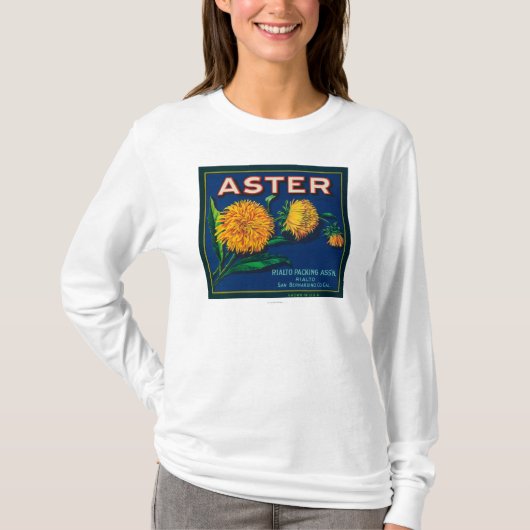 Aster-Marken-Zitrusfrucht-Kisten-Aufkleber T-Shirt (Vorderseite)