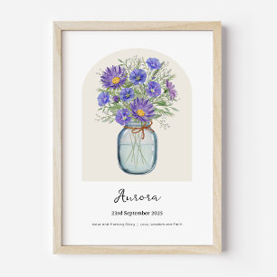 Aster Morgen-Glorie Geburtsmonats-Blumenposter Poster