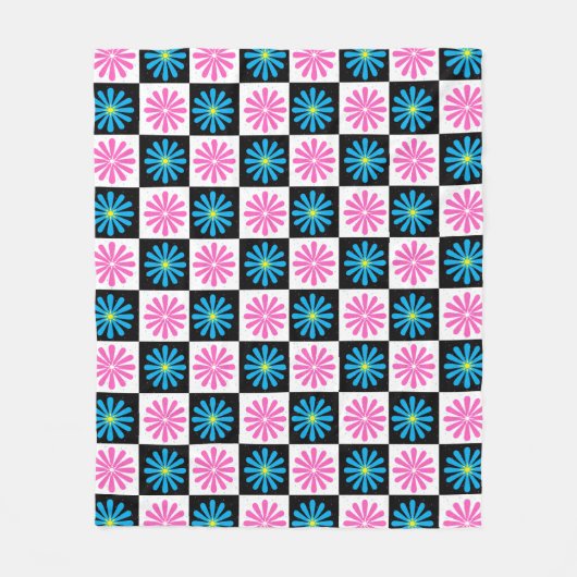 Aster Pink Blue Floral Abstrakt Fleecedecke (Vorderseite)