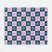 Aster Pink Blue Floral Abstrakt Fleecedecke (Vorderseite (Horizontal))