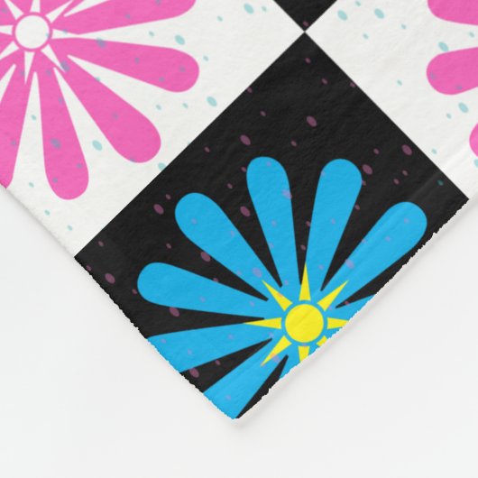 Aster Pink Blue Floral Abstrakt Fleecedecke (Ecke)