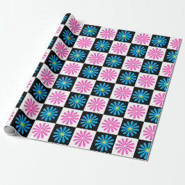 Aster Pink Blue Floral Abstrakt Geschenkpapier