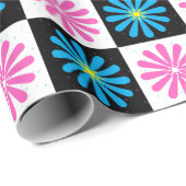 Aster Pink Blue Floral Abstrakt Geschenkpapier (Rolleneckpunkt)