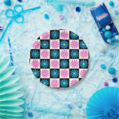 Aster Pink Blue Floral Abstrakt Pappteller (Party)