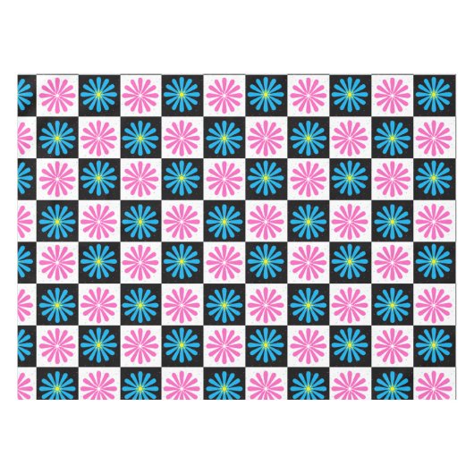 Aster Pink Blue Floral Abstrakt Tischdecke (Vorderseite (Horizontal))