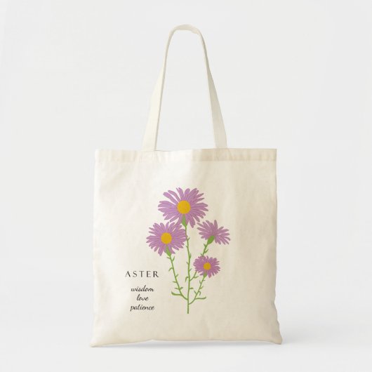 Aster September Geburtsmonat Blume Bag Tragetasche (Vorne)