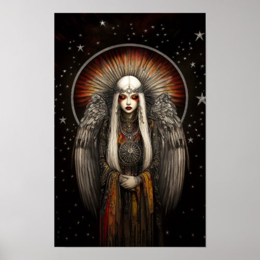Asteria Goddess of the Stars: Silver Black Art Poster (Vorne)
