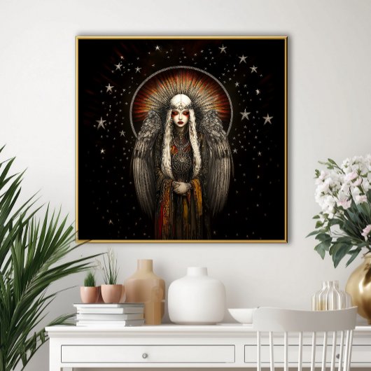 Asteria Goddess of the Stars: Silver Black Art Poster