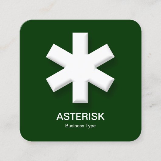 Asterisk - Dunkelgrün (003300) Quadratische Visitenkarte (Vorderseite)