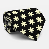 Asterisk Snowflake - Creme auf schwarz Krawatte (Gerollt)