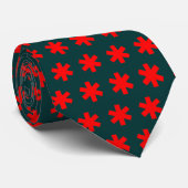 Asterisk Snowflake - Red on Dark Aquamarin Green Krawatte (Gerollt)
