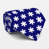 Asterisk Snowflake - Weiß auf Dunkelblau Krawatte (Gerollt)