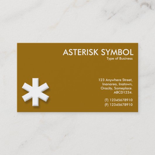 Asterisk-Symbol - braun (996600) Visitenkarte (Vorderseite)