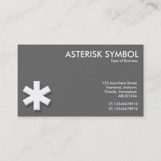 Asterisk Symbol - Grau Visitenkarte (Vorderseite)