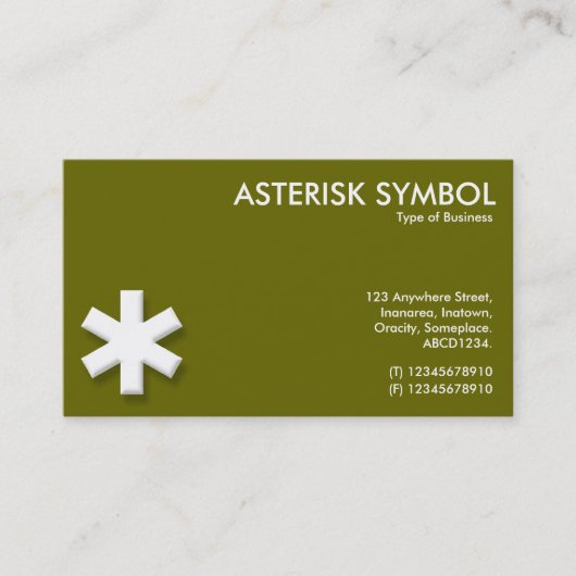 Asterisk-Symbol - grün/braun (66600) Visitenkarte (Vorderseite)