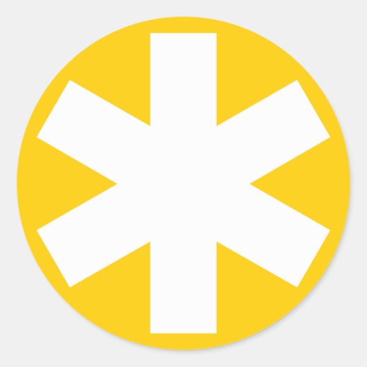 Asterisk - Weiß auf Bernstein Runder Aufkleber (Vorderseite)