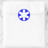 Asterisk - Weiß auf Blau Runder Aufkleber (Tasche)