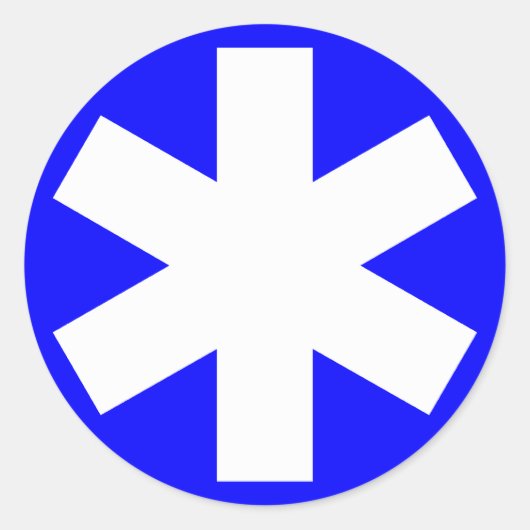 Asterisk - Weiß auf Blau Runder Aufkleber (Vorderseite)