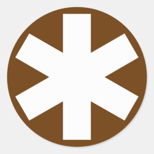 Asterisk - weiß auf braun runder aufkleber