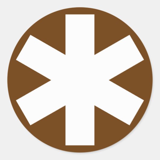 Asterisk - weiß auf braun runder aufkleber (Vorderseite)