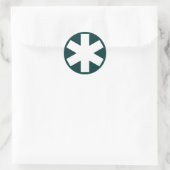 Asterisk - Weiß auf dunkelgrün Runder Aufkleber (Tasche)