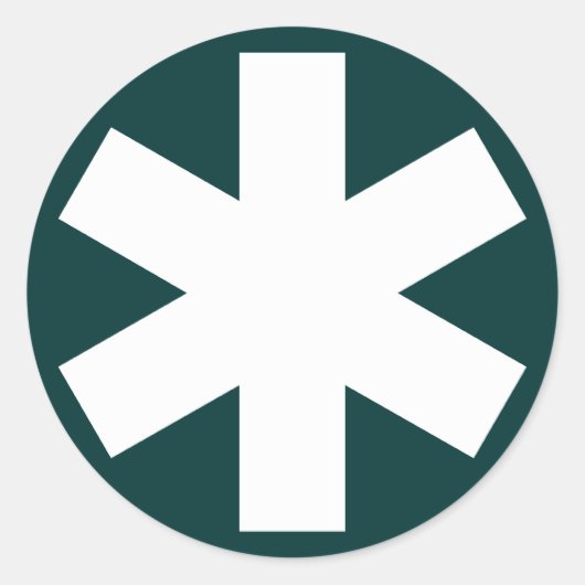 Asterisk - Weiß auf dunkelgrün Runder Aufkleber (Vorderseite)