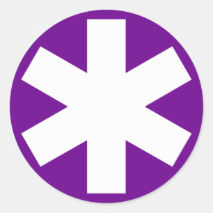 Asterisk - Weiß auf Lila Runder Aufkleber