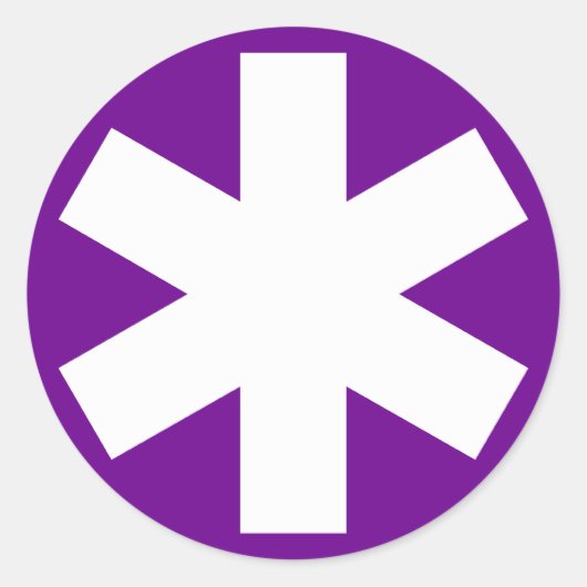 Asterisk - Weiß auf Lila Runder Aufkleber (Vorderseite)