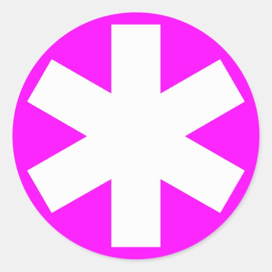 Asterisk - Weiß auf Magenta Runder Aufkleber (Vorderseite)