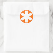 Asterisk - Weiß auf Orange Runder Aufkleber (Tasche)