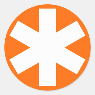 Asterisk - Weiß auf Orange Runder Aufkleber
