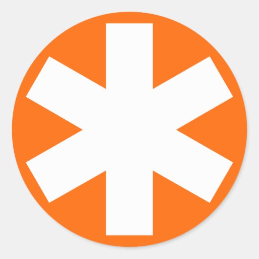 Asterisk - Weiß auf Orange Runder Aufkleber (Vorderseite)